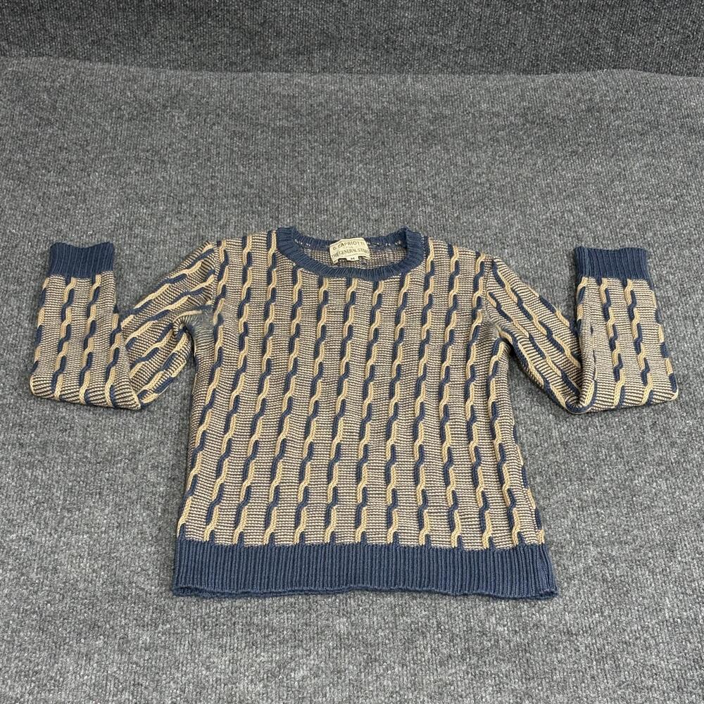 C. Capriotti The General Store Sweater Womens Medium Blue Crewneck Geometric